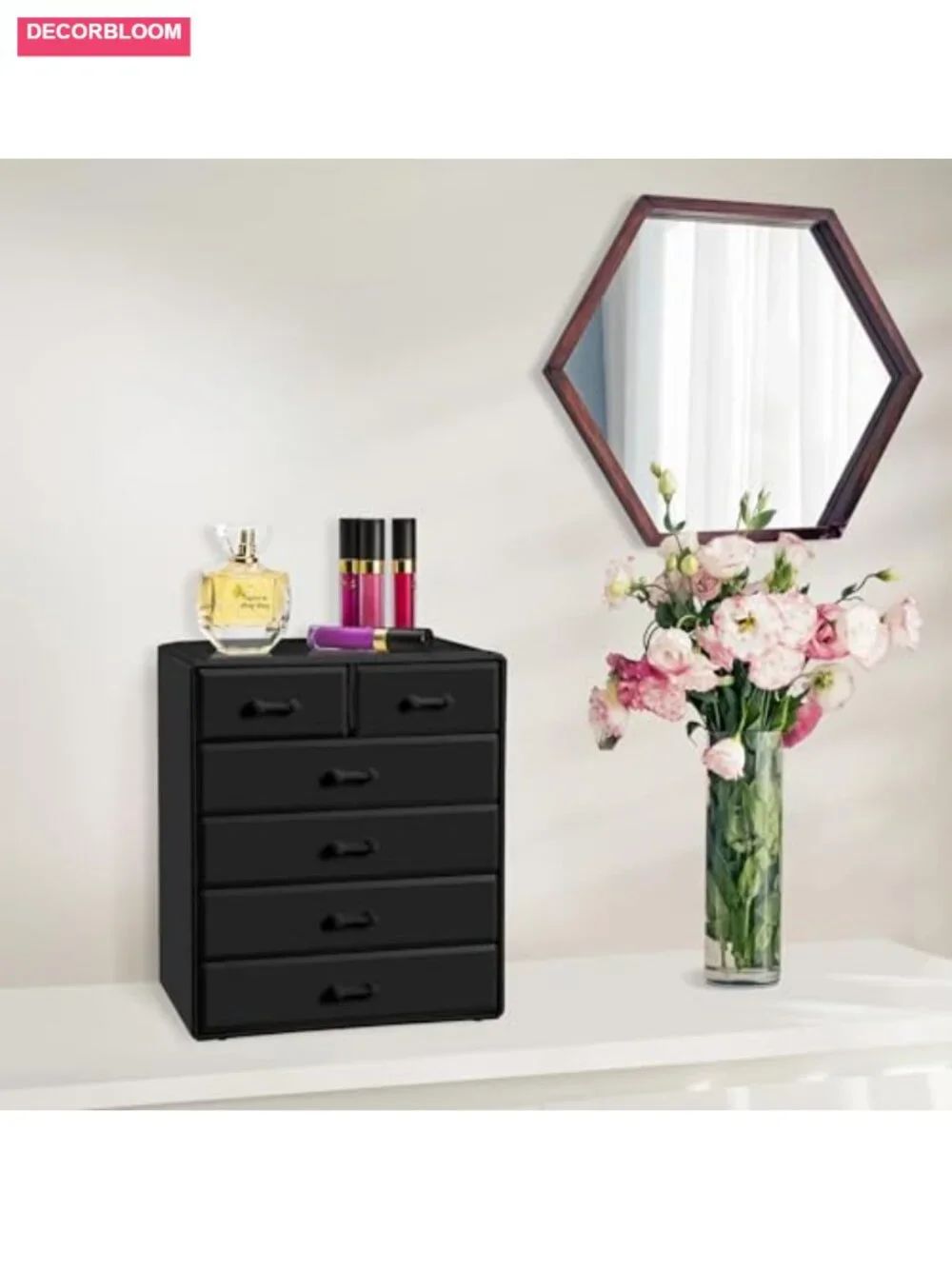 Acrylic Makeup Organizer with 6 Drawers - Cosmetic Storage Case for Vanity